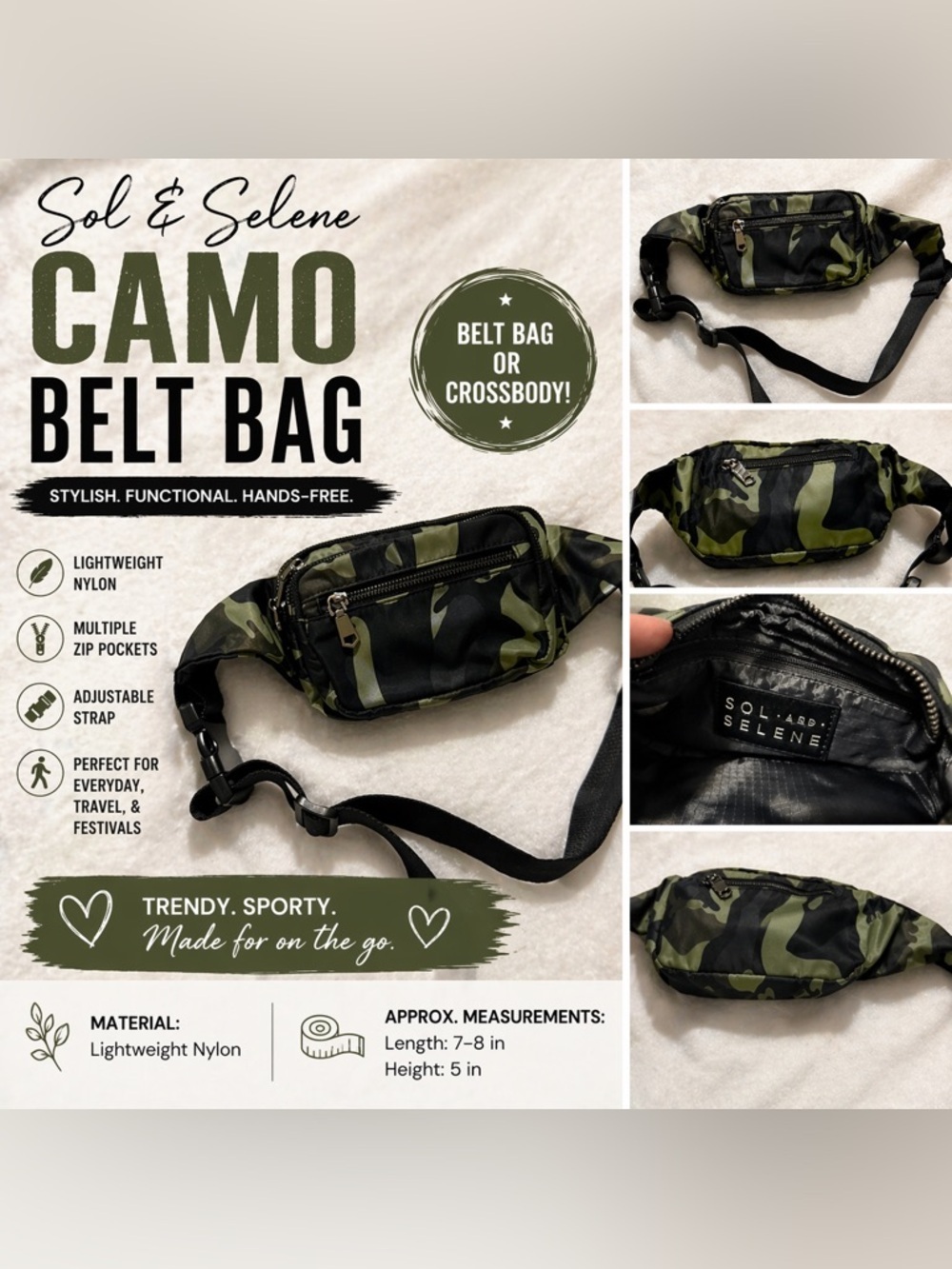 Sol & Selene Camouflage Belt Bag Fanny Pack Nylon